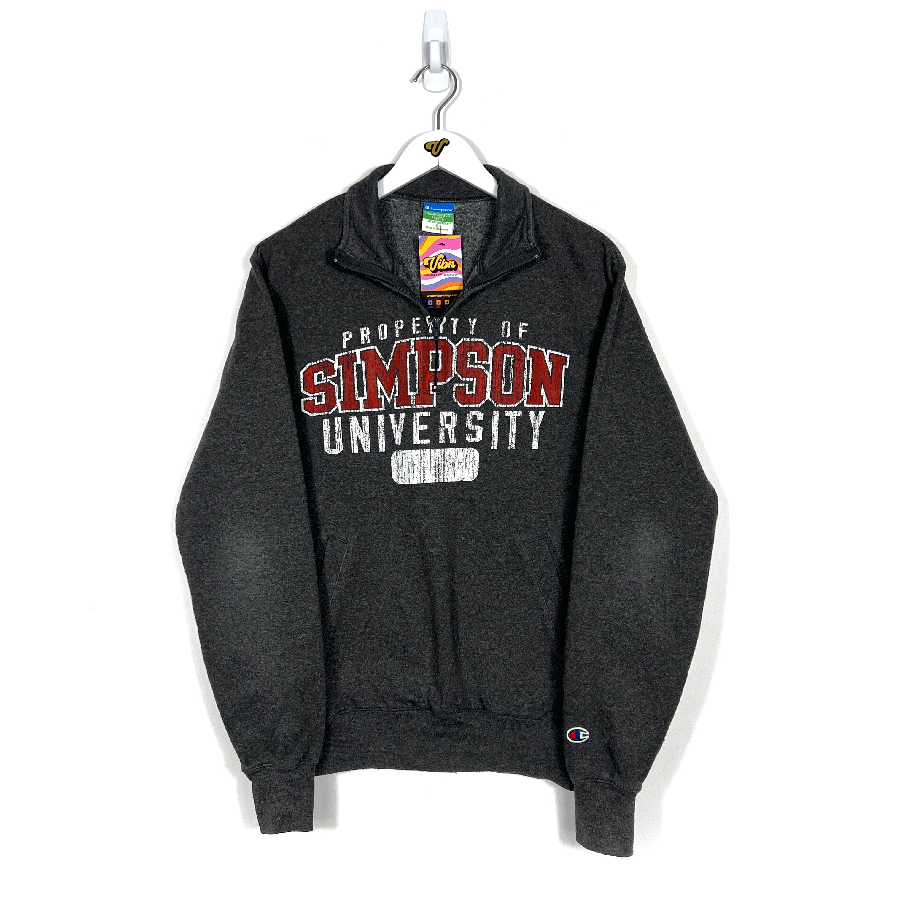 Vintage Champion Simpson University Zip-Up Sweatshirt - Men's Small
