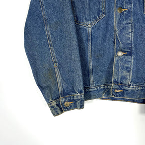 Vintage Malboro Plaid-Lined Denim Jacket - Men's Large