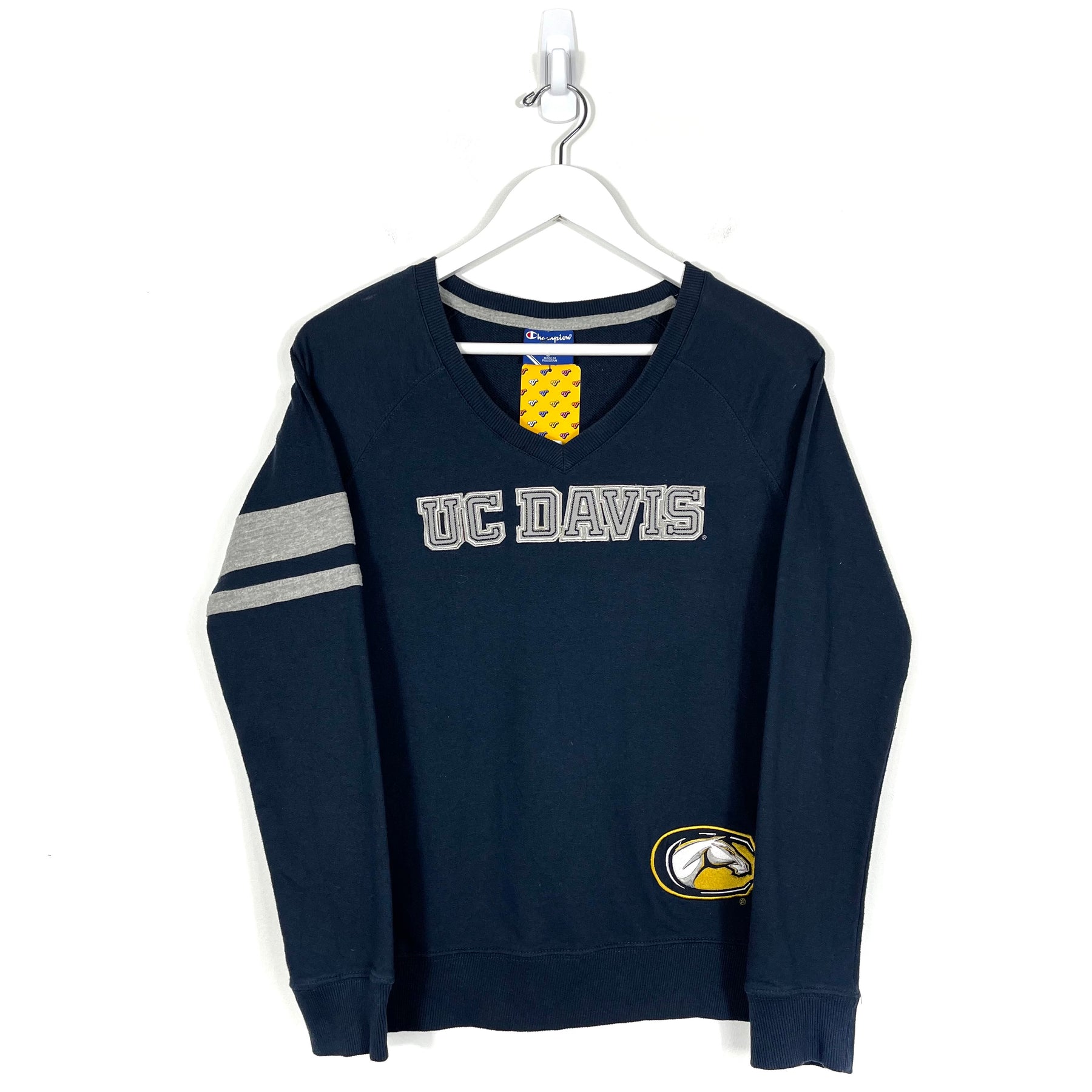 Vintage Champion UC Davis V-Neck Sweatshirt - Women's Small