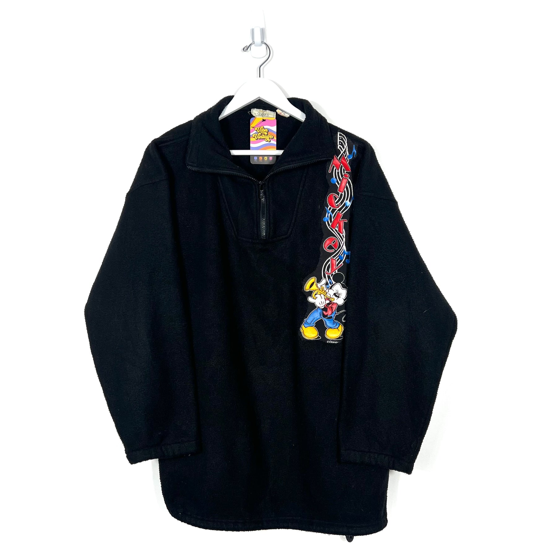Vintage Disney Mickey Mouse 1/4 Zip Fleece Sweatshirt - Men's XL